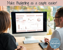 Load image into Gallery viewer, Budget Planner for Couples | Google Sheets Automated Monthly Expenses Spreadsheet | Brown