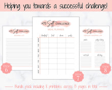 Load image into Gallery viewer, EDITABLE 75 SOFT Challenge Tracker | 75soft Printable Challenge, Fitness & Health Planner | Pink Watercolor