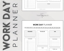 Load image into Gallery viewer, Work Planner & Work Day Organizer | Editable Daily Planner, Work From Home To Do List Printable & Digital Schedule | Mono