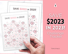 Load image into Gallery viewer, Save 2023 in 2023 Savings Tracker | 2k Savings Challenge Printable | Pink