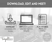 Load image into Gallery viewer, Meeting Notes Template | Editable Meeting Minutes & Meeting Agenda Template for GoodNotes, OneNote