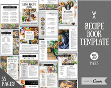 Load image into Gallery viewer, Recipe Cookbook Template | Editable Canva Digital eBook | Farmhouse Mono
