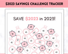 Load image into Gallery viewer, Save 2023 in 2023 Savings Tracker | 2k Savings Challenge Printable | Pink