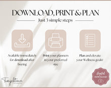 Load image into Gallery viewer, Self Care Planner & Wellness Journal BUNDLE | Printable Selfcare Tracker Checklist, Wellbeing, Mindfulness & Health Planners | Lux