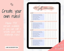 Load image into Gallery viewer, EDITABLE 75 SOFT Challenge Tracker | 75soft Printable Challenge, Fitness & Health Planner | Pink Watercolor