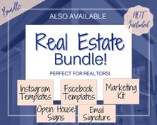 Load image into Gallery viewer, 130 REALTOR Instagram Templates. Editable Real Estate Canva Template Pack. Instagram Square Posts & Stories. Social Media Marketing Graphics