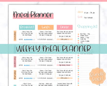 Load image into Gallery viewer, Colorful Meal Planner | Weekly Food Diary, Meal Tracker Printable, Daily Food Journal & Shopping List | Colorful Sky