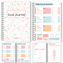 Load image into Gallery viewer, My 90 Day Food Journal: Daily Food Journal, 90 Day Meal Tracker & Planner, Fitness Diet Wellness Planner, Habit Tracker, Weight Loss Tracker, Nutrition Log, Daily Food Diary | A5 Colorful Sky