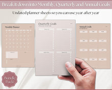 Load image into Gallery viewer, Goal Journal Printable BUNDLE | 2023 Goals Planner, SMART Goal Setting Kit, Monthly Habits, Productivity, Vision Board | Lux