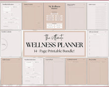 Load image into Gallery viewer, Self Care Planner & Wellness Journal BUNDLE | Printable Selfcare Tracker Checklist, Wellbeing, Mindfulness & Health Planners | Lux