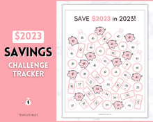 Load image into Gallery viewer, Save 2023 in 2023 Savings Tracker | 2k Savings Challenge Printable | Pink
