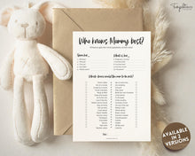 Load image into Gallery viewer, Who knows Mommy Best? Baby Shower Games Printable | Trivia Activity for Woodland, Boho, Neutral Theme Baby Showers