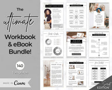 Load image into Gallery viewer, 140+ eBook Template Canva, Workbook, Worksheets & Lead Magnet for Coaches, Bloggers. Opt In, Charts, Checklists, Planners, Webinar, Challenges | Brit Mono