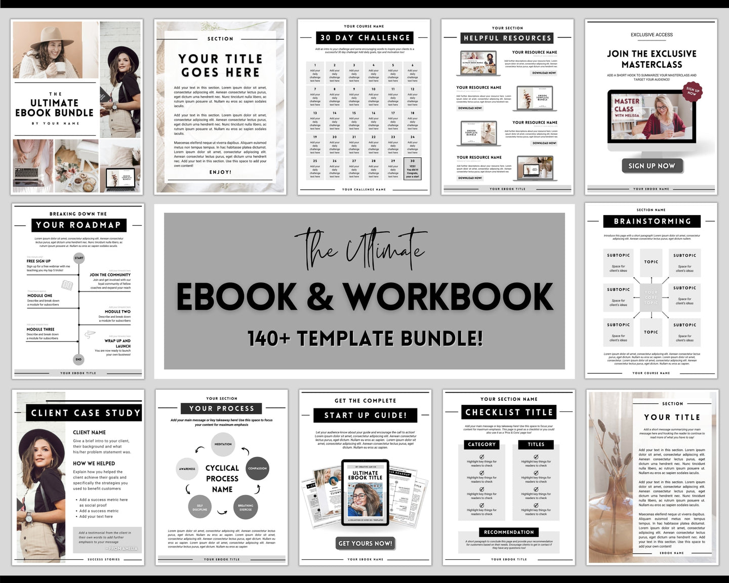 140+ eBook Template Canva, Workbook, Worksheets & Lead Magnet for Coaches, Bloggers. Opt In, Charts, Checklists, Planners, Webinar, Challenges | Lovelo Mono