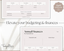 Load image into Gallery viewer, Finance Planner BUNDLE | Budget Planner Templates, Financial Savings Tracker Printables, Monthly Debt, Bill, Spending, Expenses Tracker | Lux