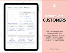 Load image into Gallery viewer, Target Audience Customer Market Template | Customer Avatar Market Research Worksheet, Ideal Client Buyer Persona Profile | Mono