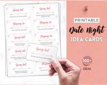 Load image into Gallery viewer, Couples Date Night Idea Cards | 100+ Printable Card Game Gift for Valentines, Birthdays &amp; Anniversaries | Pink
