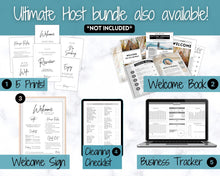 Load image into Gallery viewer, 15 Airbnb Posters! Editable Template Bundle, Wifi password Sign, Welcome Book, House Rules, Airbnb Host, Vacation Rental, Check Out Signage | Blue