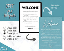 Load image into Gallery viewer, 15 Airbnb Posters! Editable Template Bundle, Wifi password Sign, Welcome Book, House Rules, Airbnb Host, Vacation Rental, Check Out Signage | Blue