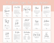 Load image into Gallery viewer, 15 Airbnb Posters! Editable Template Bundle, Wifi password Sign, Welcome Book, House Rules, Airbnb Host, Vacation Rental, Check Out Signage | Brit