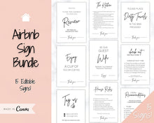 Load image into Gallery viewer, 15 Airbnb Posters! Editable Template Bundle, Wifi password Sign, Welcome Book, House Rules, Airbnb Host, Vacation Rental, Check Out Signage | Brit