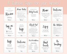 Load image into Gallery viewer, 15 Airbnb Posters! Editable Template Bundle, Wifi password Sign, Welcome Book, House Rules, Airbnb Host, Vacation Rental, Check Out Signage | Day