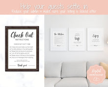 Load image into Gallery viewer, 15 Airbnb Posters! Editable Template Bundle, Wifi password Sign, Welcome Book, House Rules, Airbnb Host, Vacation Rental, Check Out Signage | Day