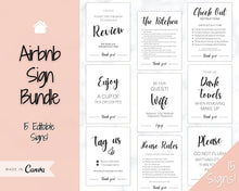 Load image into Gallery viewer, 15 Airbnb Posters! Editable Template Bundle, Wifi password Sign, Welcome Book, House Rules, Airbnb Host, Vacation Rental, Check Out Signage | Day