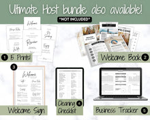 Load image into Gallery viewer, 15 Airbnb Posters! Editable Template Bundle, Wifi password Sign, Welcome Book, House Rules, Airbnb Host, Vacation Rental, Check Out Signage | Green