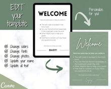 Load image into Gallery viewer, 15 Airbnb Posters! Editable Template Bundle, Wifi password Sign, Welcome Book, House Rules, Airbnb Host, Vacation Rental, Check Out Signage | Green