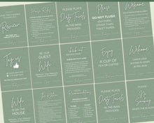 Load image into Gallery viewer, 15 Airbnb Posters! Editable Template Bundle, Wifi password Sign, Welcome Book, House Rules, Airbnb Host, Vacation Rental, Check Out Signage | Green