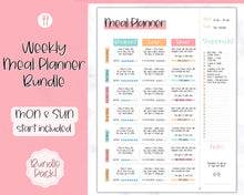 Load image into Gallery viewer, Colorful Meal Planner | Weekly Food Diary, Meal Tracker Printable, Daily Food Journal & Shopping List | Colorful Sky