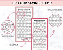Load image into Gallery viewer, Mini Savings Challenge Printable BUNDLE | 12 Saving Trackers, Cash Envelope, A6 Saving Challenges | Pink