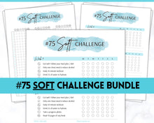 Load image into Gallery viewer, EDITABLE 75 SOFT Challenge Tracker | 75soft Printable Challenge, Fitness & Health Planner | Blue Watercolor