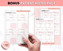 Load image into Gallery viewer, 4 Patient Nurse Report Sheet to Organize your Shifts | Nurse Brain Sheet, ICU Nurse Report Patient Assessment Template | Pink