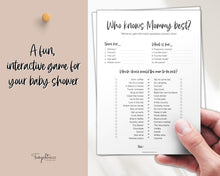 Load image into Gallery viewer, Who knows Mommy Best? Baby Shower Games Printable | Trivia Activity for Woodland, Boho, Neutral Theme Baby Showers