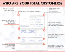Load image into Gallery viewer, Target Audience Customer Market Template | Customer Avatar Market Research Worksheet, Ideal Client Buyer Persona Profile | Mono