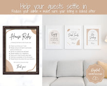 Load image into Gallery viewer, 15 Airbnb Posters | Editable Template Sign Bundle, Wifi password Sign, Check Out Signs for Airbnb Superhosts | Arch