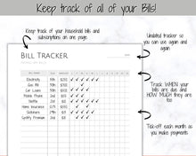 Load image into Gallery viewer, Bill Payment Tracker Printable | Monthly Bill Organizer, Checklist & Calendar | Mono