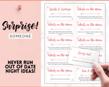 Load image into Gallery viewer, Couples Date Night Idea Cards | 100+ Printable Card Game Gift for Valentines, Birthdays & Anniversaries | Pink