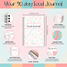 Load image into Gallery viewer, My 90 Day Food Journal: Daily Food Journal, 90 Day Meal Tracker & Planner, Fitness Diet Wellness Planner, Habit Tracker, Weight Loss Tracker, Nutrition Log, Daily Food Diary | A5 Colorful Sky