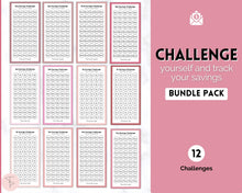 Load image into Gallery viewer, Mini Savings Challenge Printable BUNDLE | 12 Saving Trackers, Cash Envelope, A6 Saving Challenges | Pink