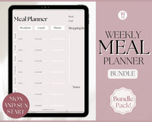 Load image into Gallery viewer, Boho Weekly Meal Planner Printable | Food Diary, Meal Tracker, Food Journal with BONUS Grocery List | Lux