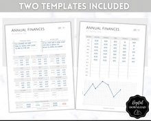 Load image into Gallery viewer, Annual Budget Tracker | Bill, Expenses, Income & Savings Tracker | Mono