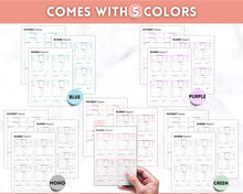 Load image into Gallery viewer, 4 Patient Nurse Report Sheet to Organize your Shifts | Nurse Brain Sheet, ICU Nurse Report Patient Assessment Template | Pink