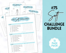 Load image into Gallery viewer, EDITABLE 75 SOFT Challenge Tracker | 75soft Printable Challenge, Fitness & Health Planner | Blue Watercolor