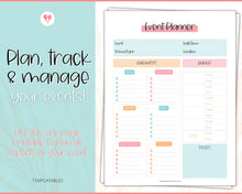 Load image into Gallery viewer, Event Planner Template, Printable Party Planner, Birthday, Wedding, Bridal, Budget, Invites, Event Plan Set, Party Organizer | Colorful Sky