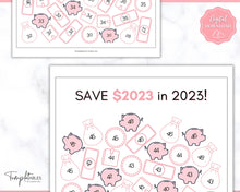Load image into Gallery viewer, Save 2023 in 2023 Savings Tracker | 2k Savings Challenge Printable | Pink