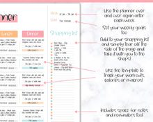 Load image into Gallery viewer, Colorful Meal Planner | Weekly Food Diary, Meal Tracker Printable, Daily Food Journal & Shopping List | Colorful Sky