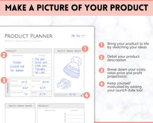 Load image into Gallery viewer, Product Planner Template Printable | Digital Small Business Product Planner | Mono